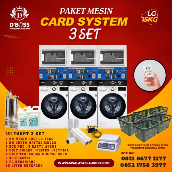 Paket Usaha Mesin Card System LG 15Kg 3 Set