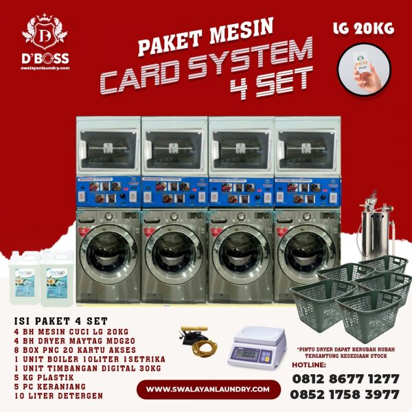 Paket Mesin Card System LG 20Kg 4 Set