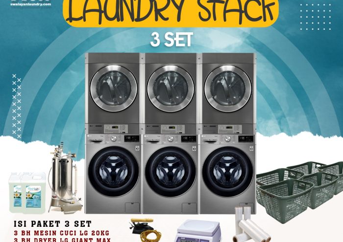 Paket Mesin Stack LG 20Kg + Dryer Giant Max 3 Set